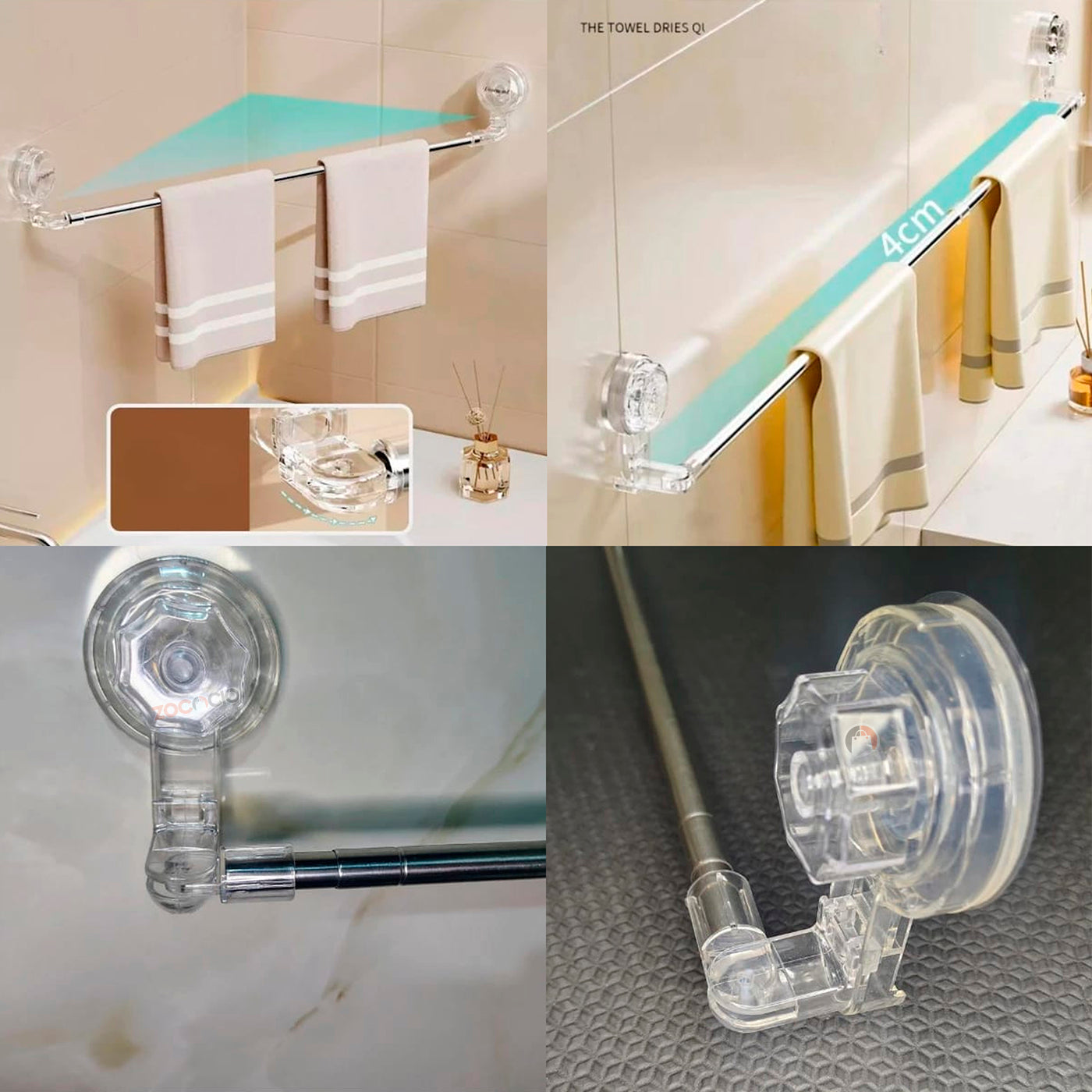 Toallero De Pared Con Ventosa Retráctil Tendedero Ajustable