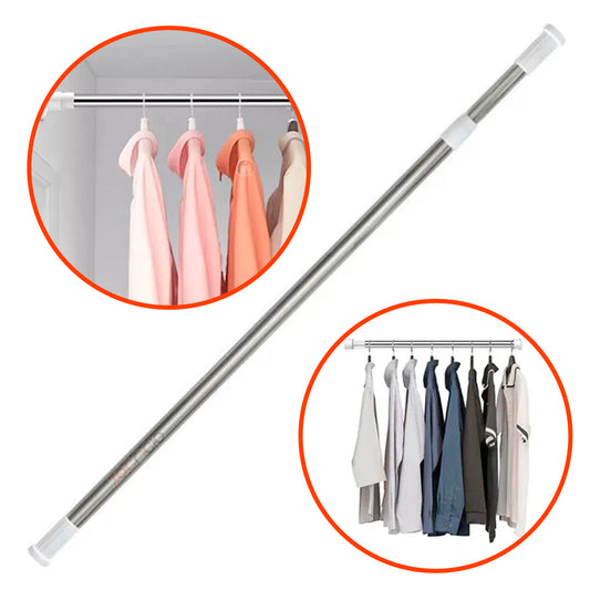 Barra Tubo Extensible Para Colgar Ropa O Cortina Tendedero Plateado