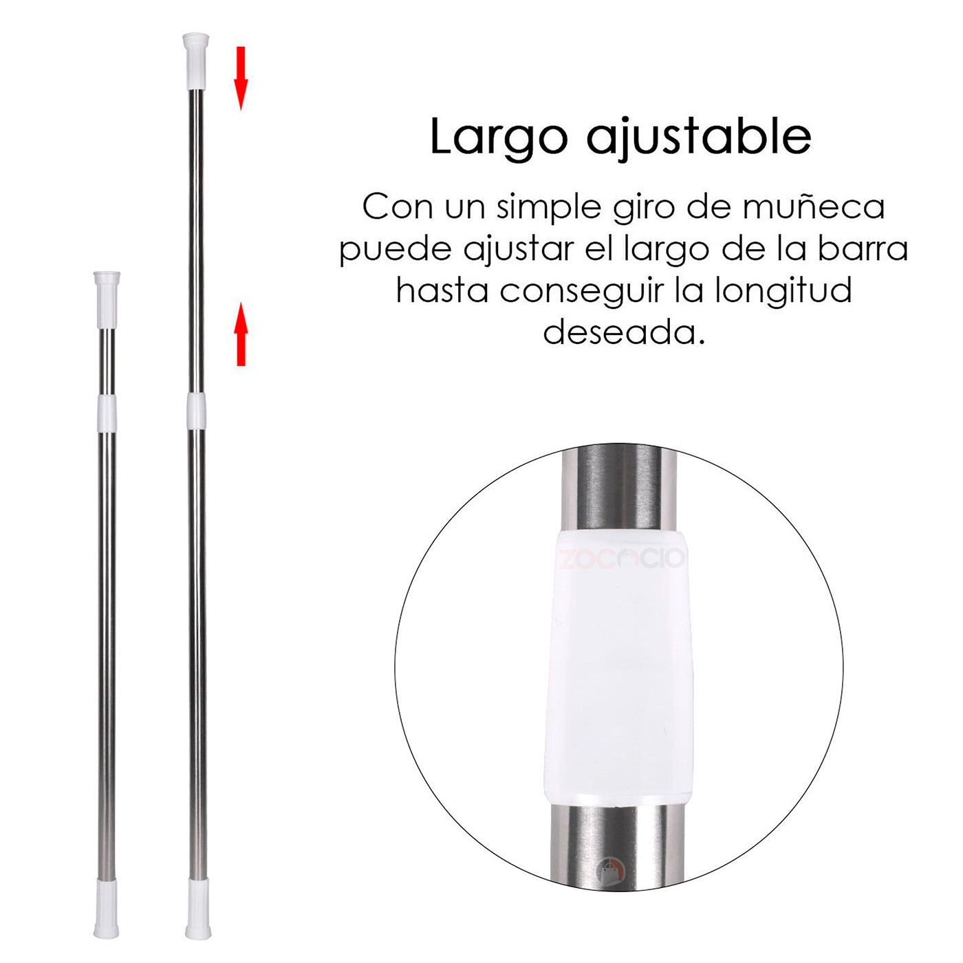 Barra Tubo Extensible Para Colgar Ropa O Cortina Tendedero Plateado