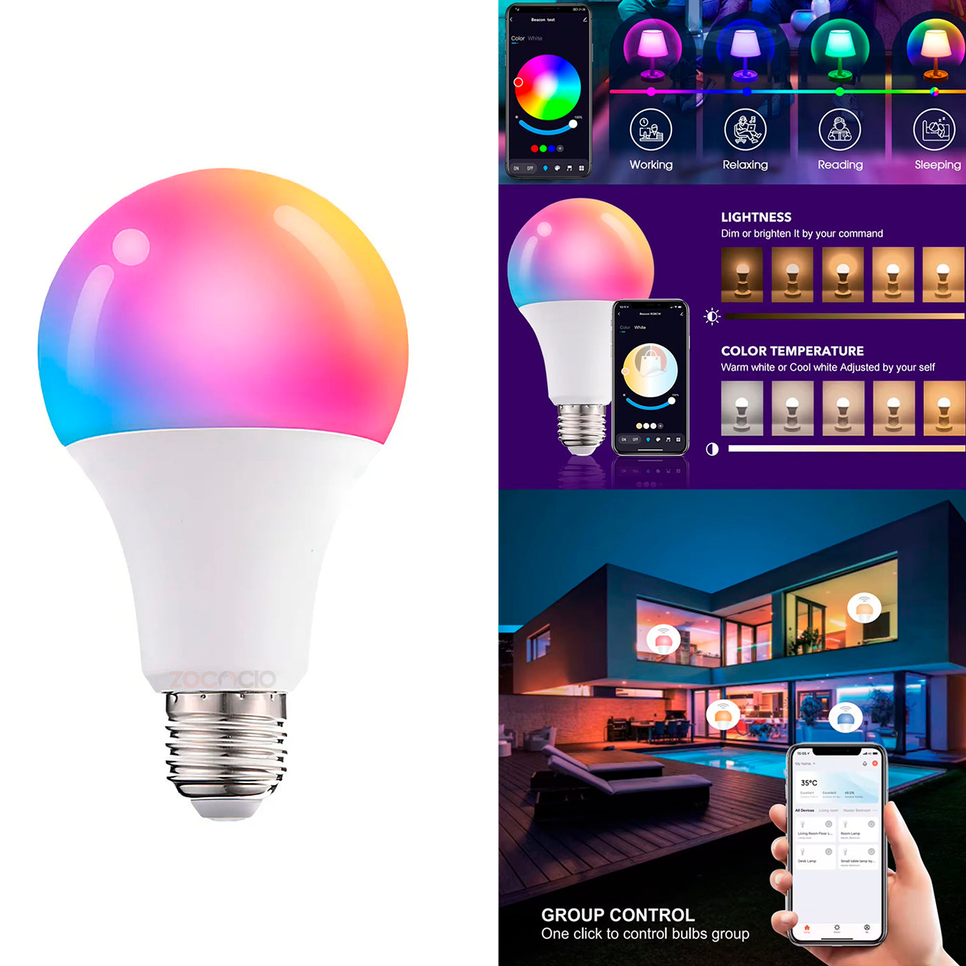 Bombillo Led Smart Bluetooh Con App Rgb Y Cct Lamp Tuya