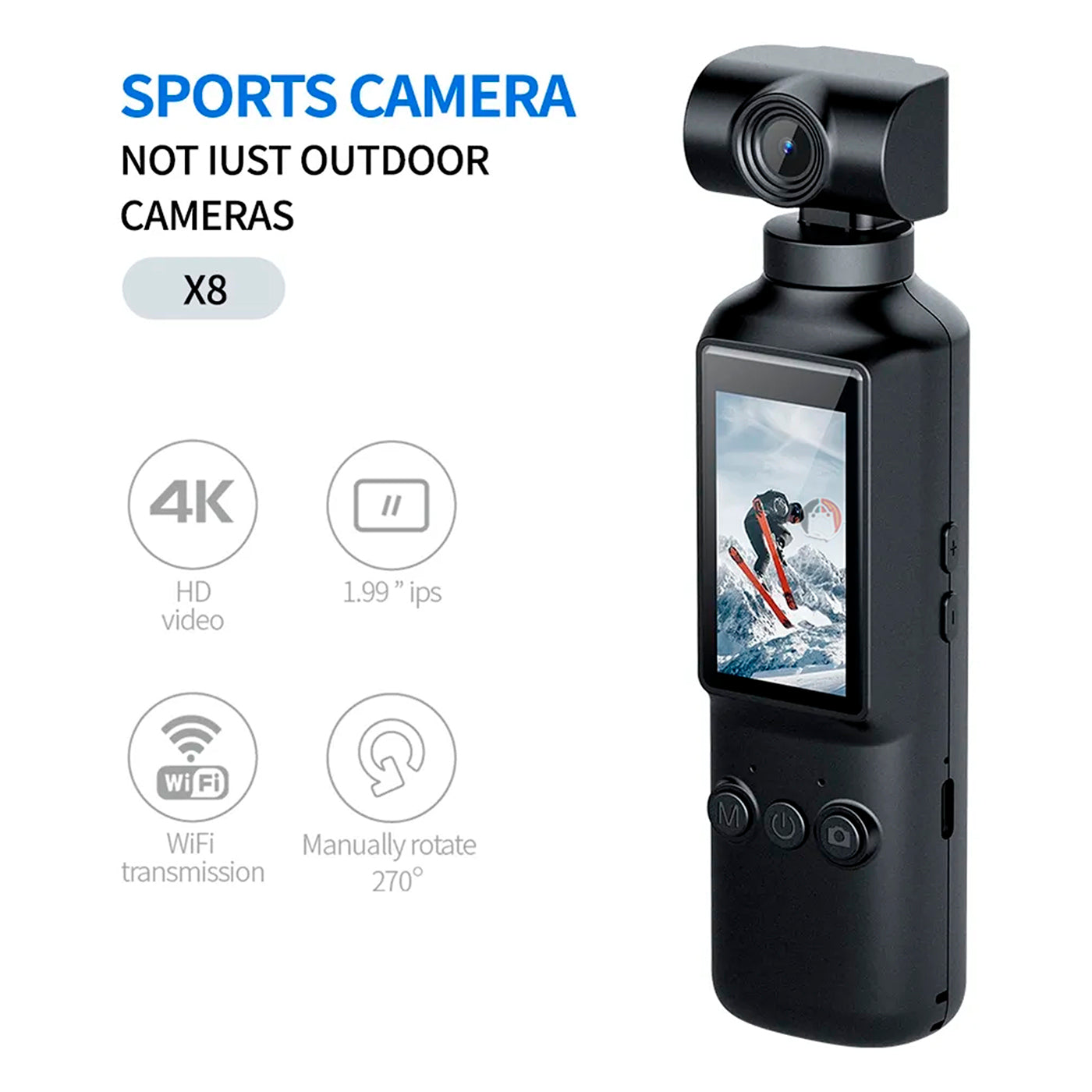 Cámara Acción Bolsillo Vlog Pocket Camera Hd 270 Rotatable Negro