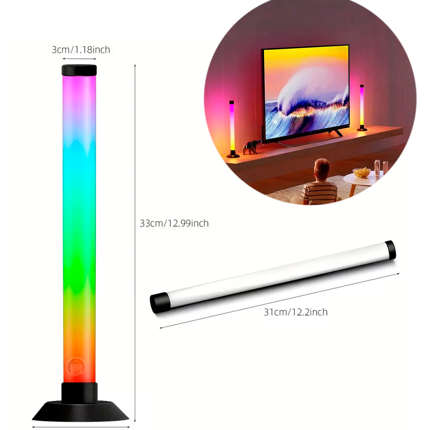 2 Barras De Luz Rgb Led Inteligente Decoración Dormitorio