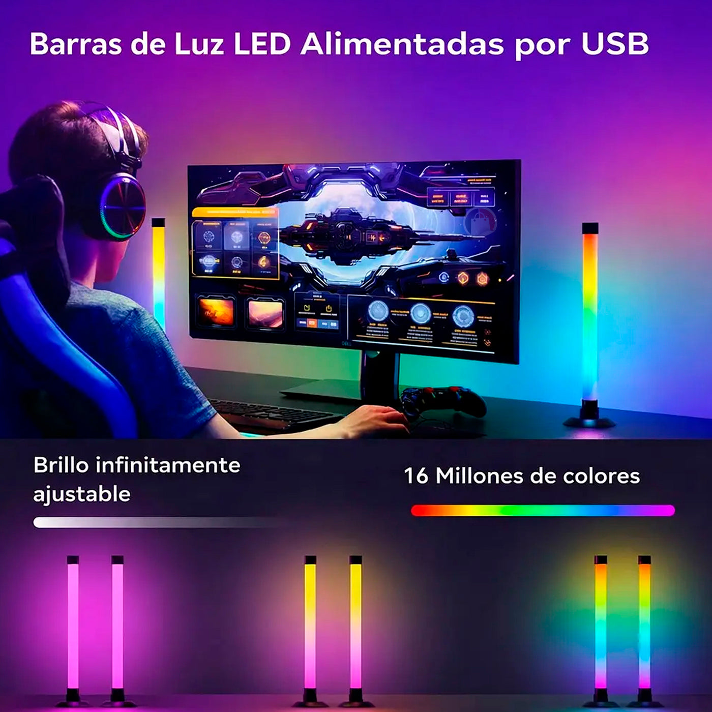 2 Barras De Luz Rgb Led Inteligente Decoración Dormitorio