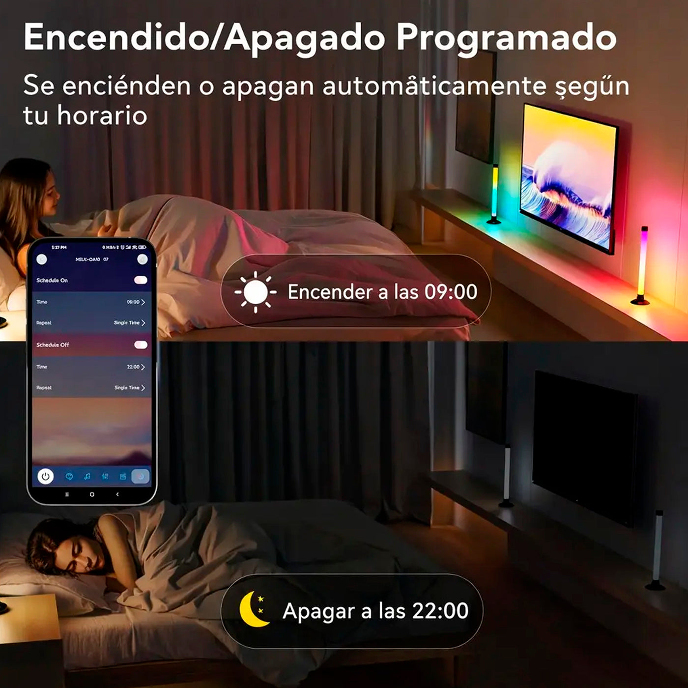 2 Barras De Luz Rgb Led Inteligente Decoración Dormitorio