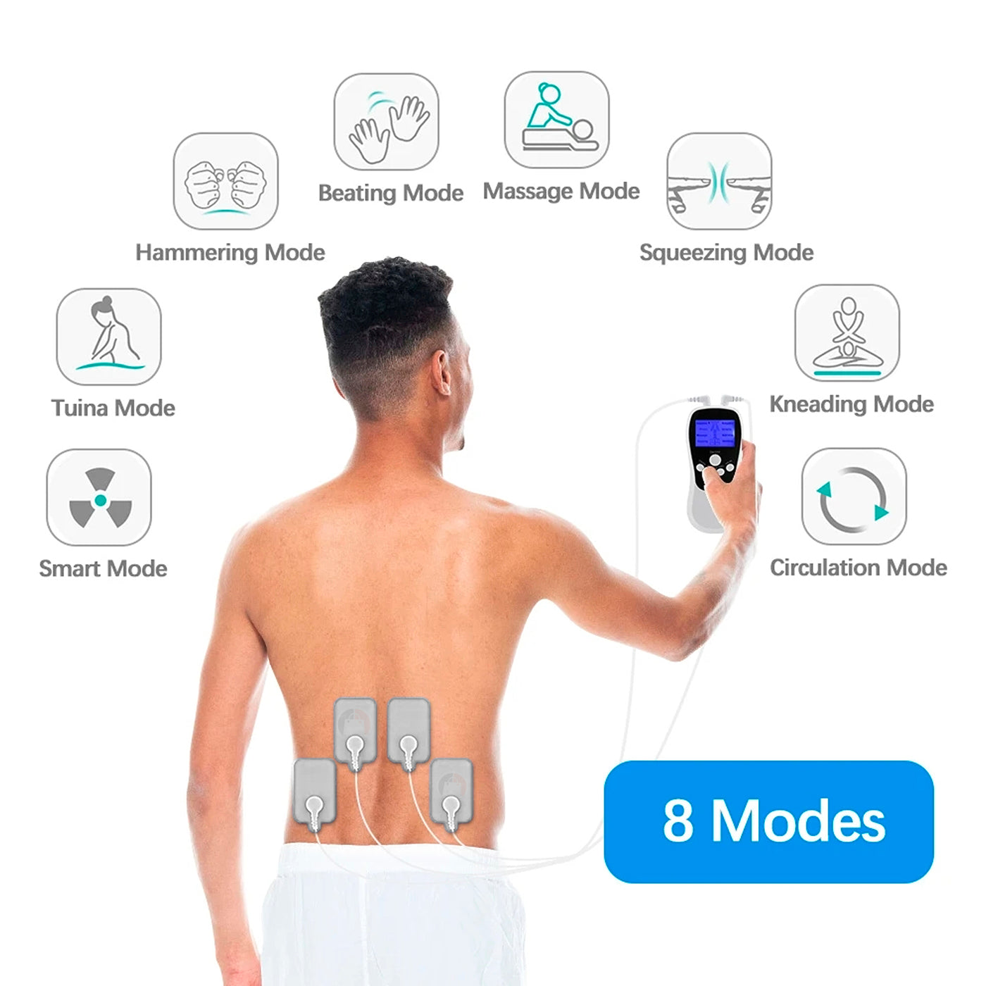 Gimnasia Pasiva Ems Recargable 8 Electrodos Tonifica Masajea