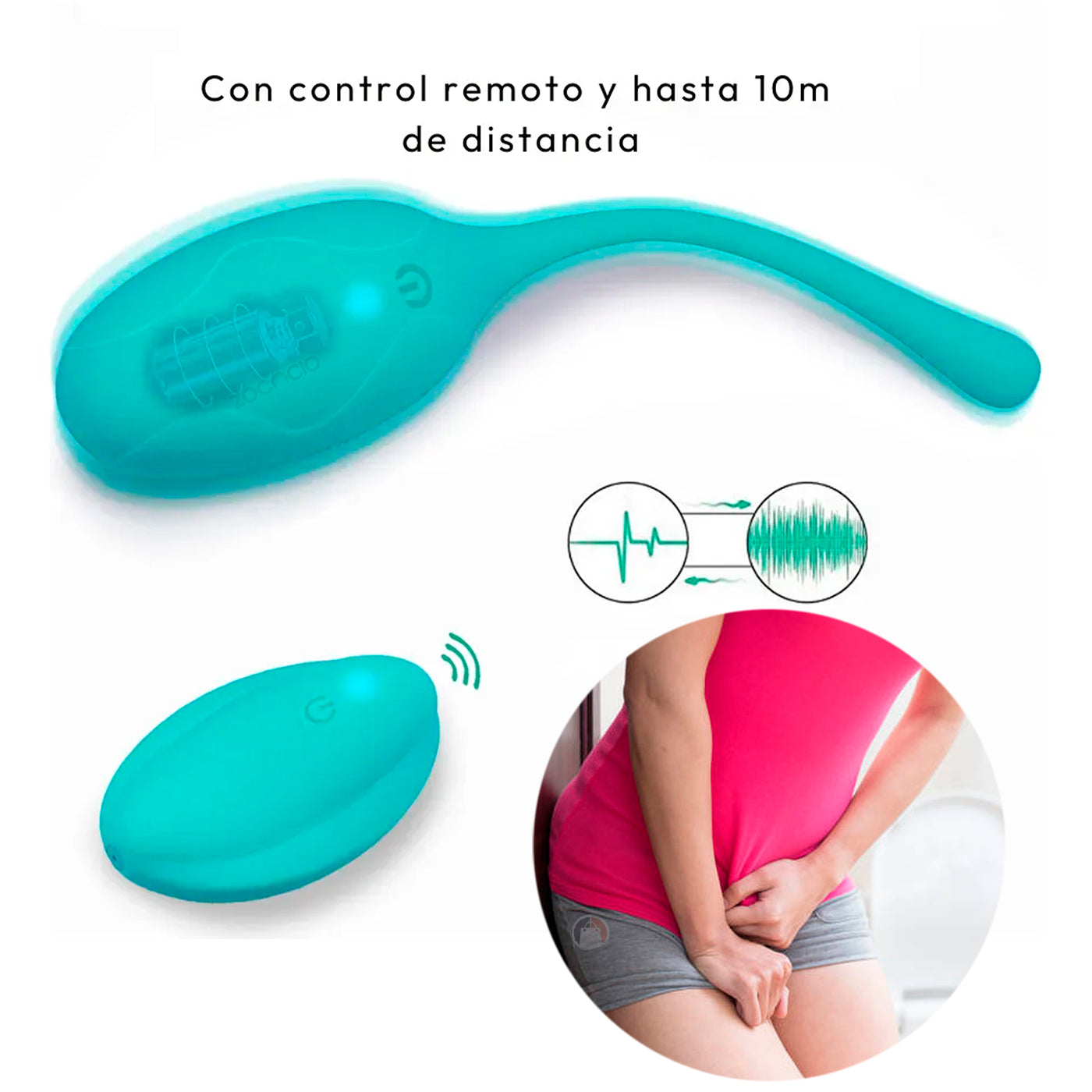 Huevo Vibrador Punto G Silicona Recargable Impermeable Cian