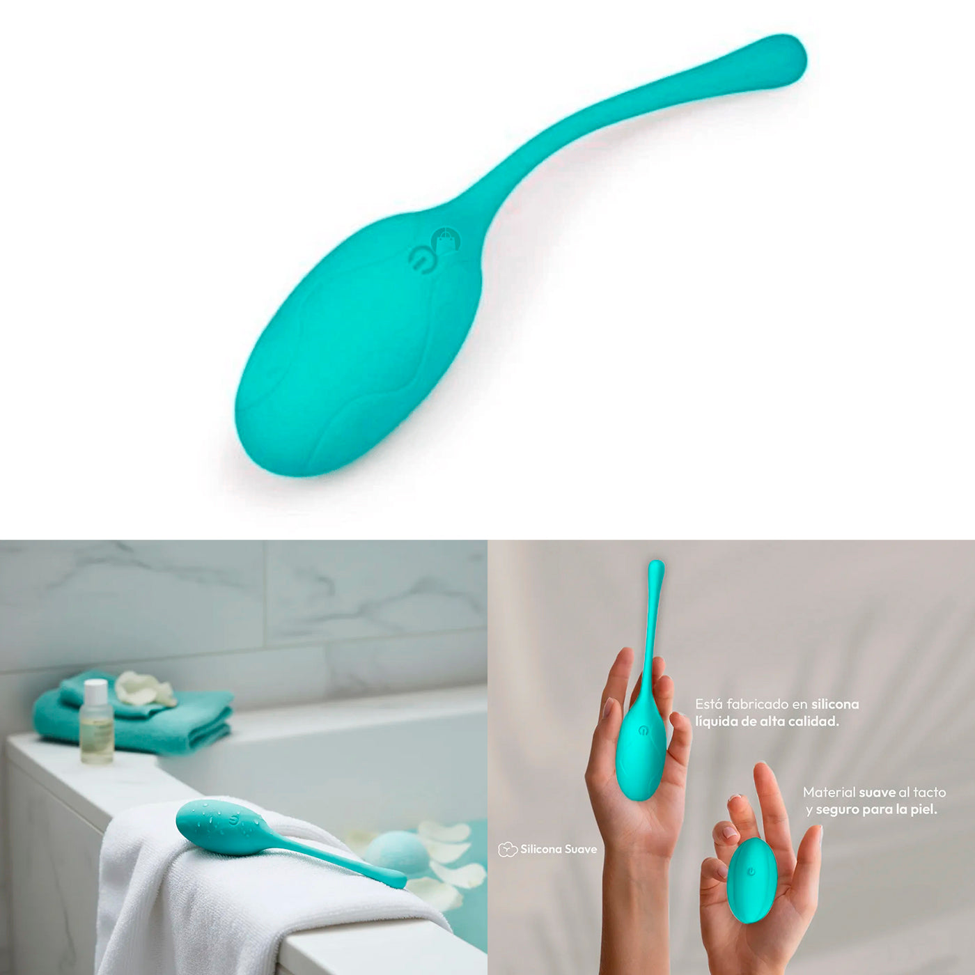 Huevo Vibrador Punto G Silicona Recargable Impermeable Cian