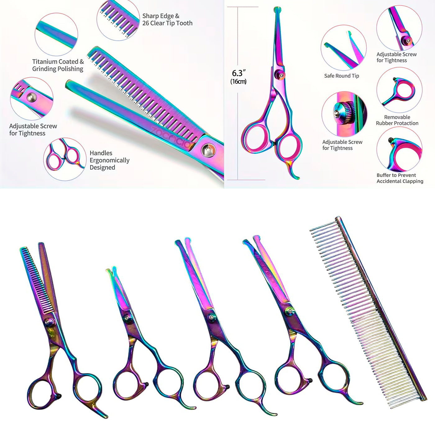 Kit De Tijeras Profesionales Para Peluquería Punta Redonda