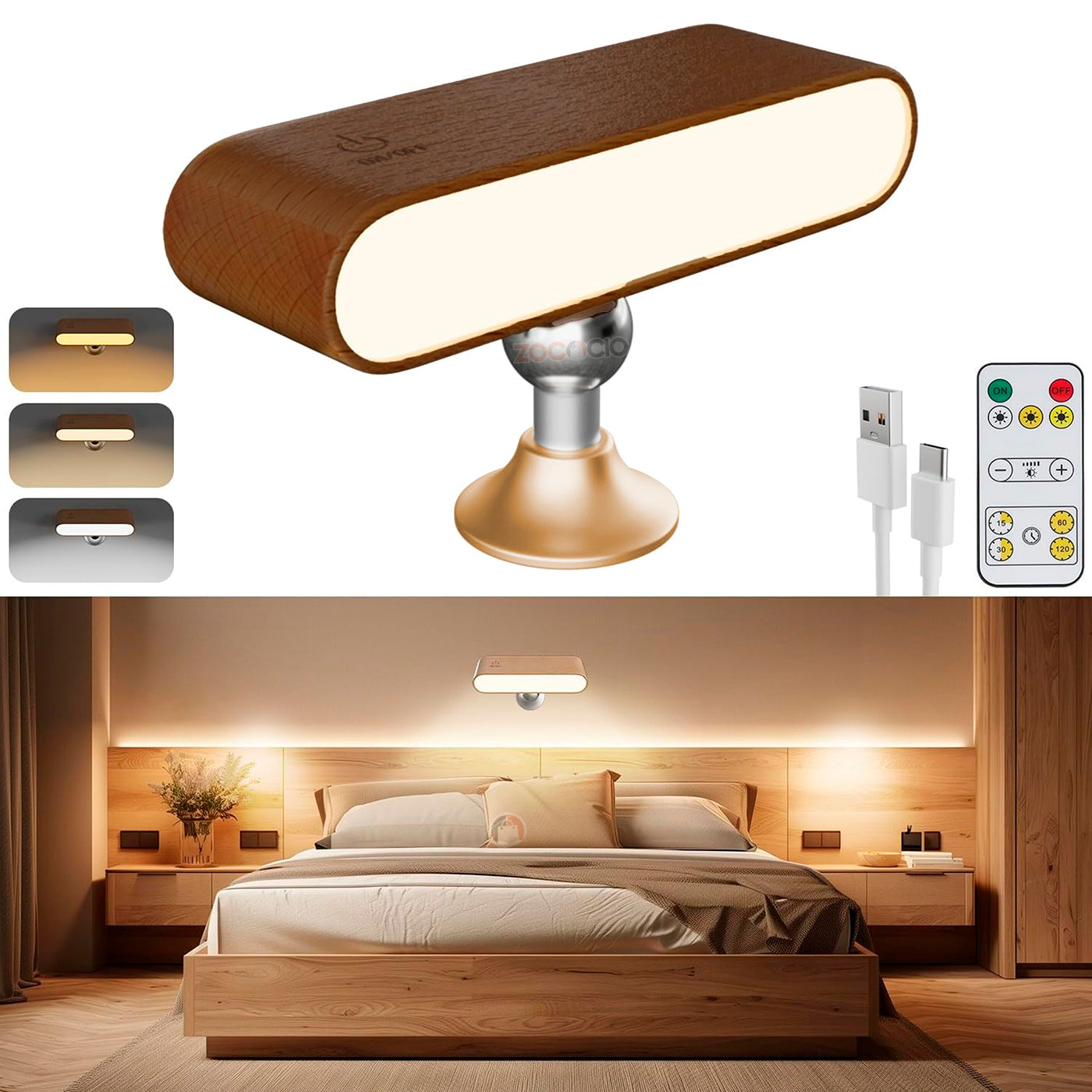 Lampara De Pared Decorativa Led Magnética 360 Con Control