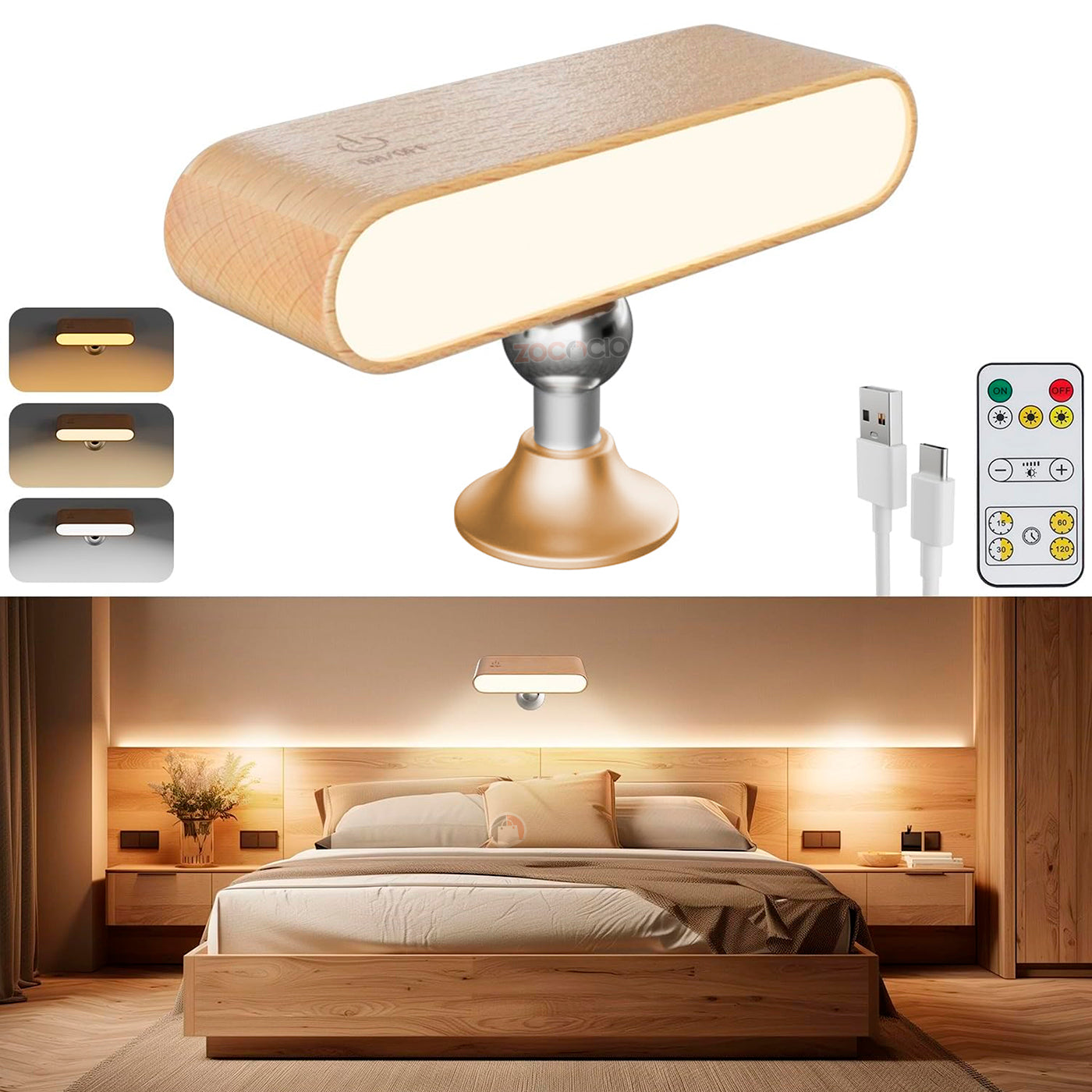 Lampara De Pared Decorativa Led Magnética 360 Con Control