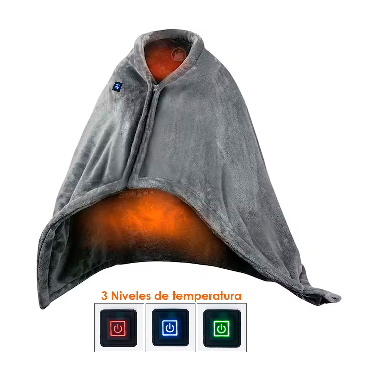 Manta Tipo Chal Calefactora Térmica De Franela Conexion Usb