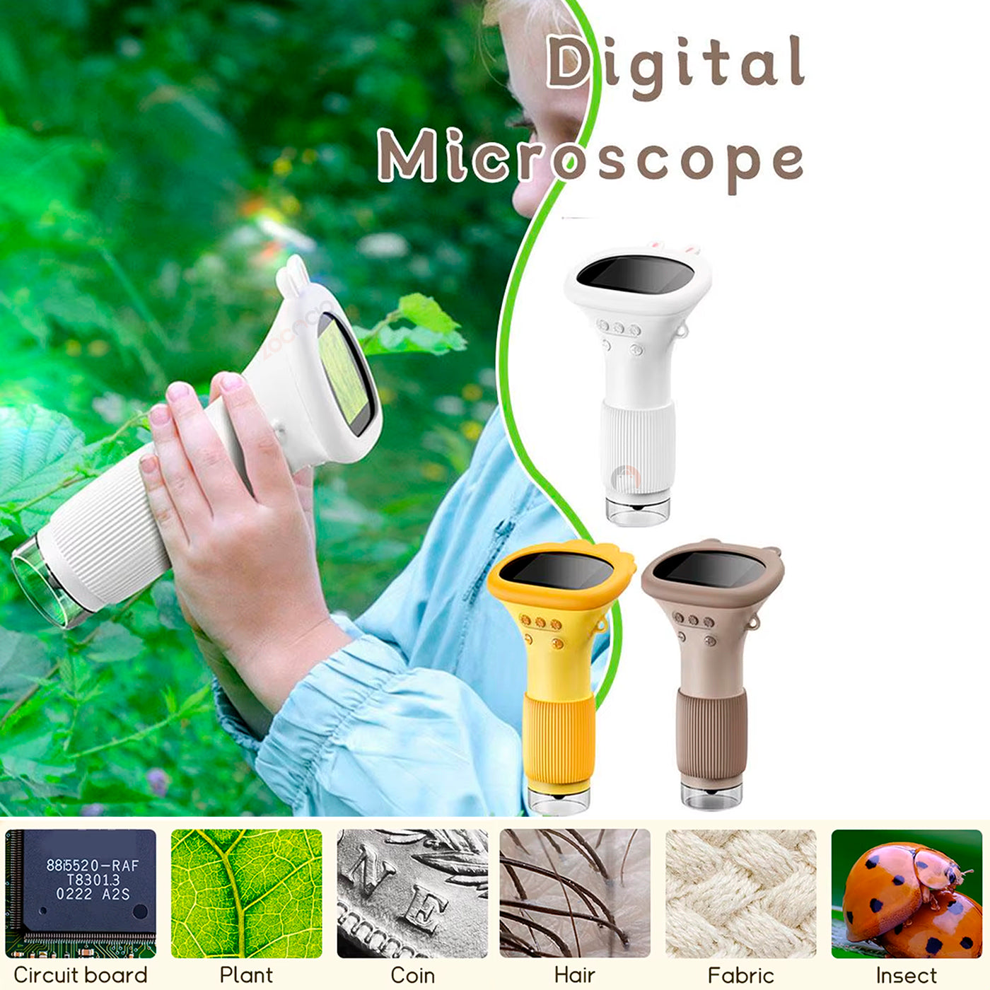 Microscopio Digital Portatil Con Pantalla Lcd 1000x Luz Led