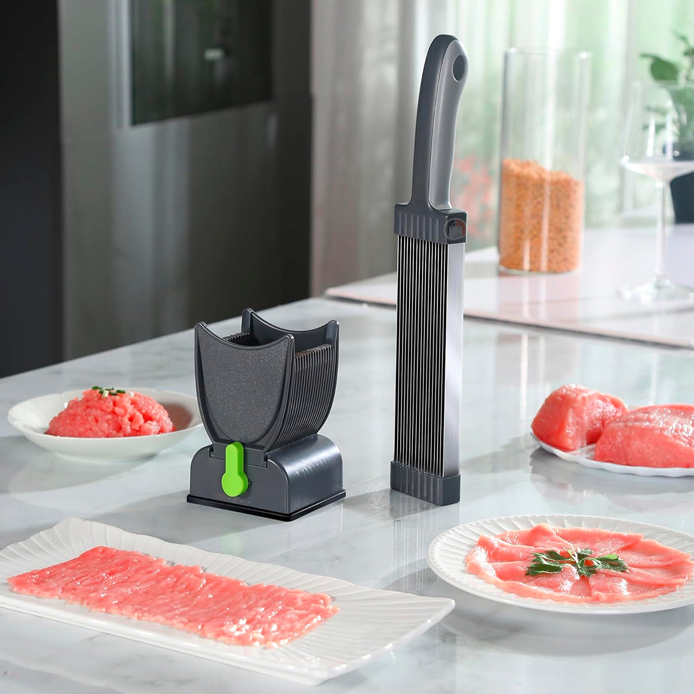 Cuchillo Rebanador De Carne Cortador Manual Y Ajustable