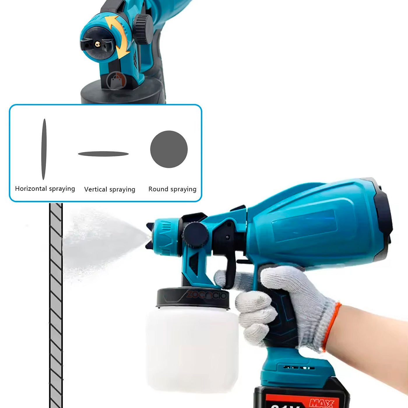 Pistola Inalambrica Pulverizadora De Pintura Doble Bateria Azul Petróleo 48