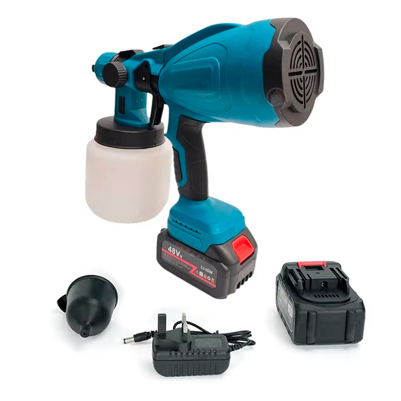 Pistola Inalambrica Pulverizadora De Pintura Doble Bateria Azul Petróleo 48