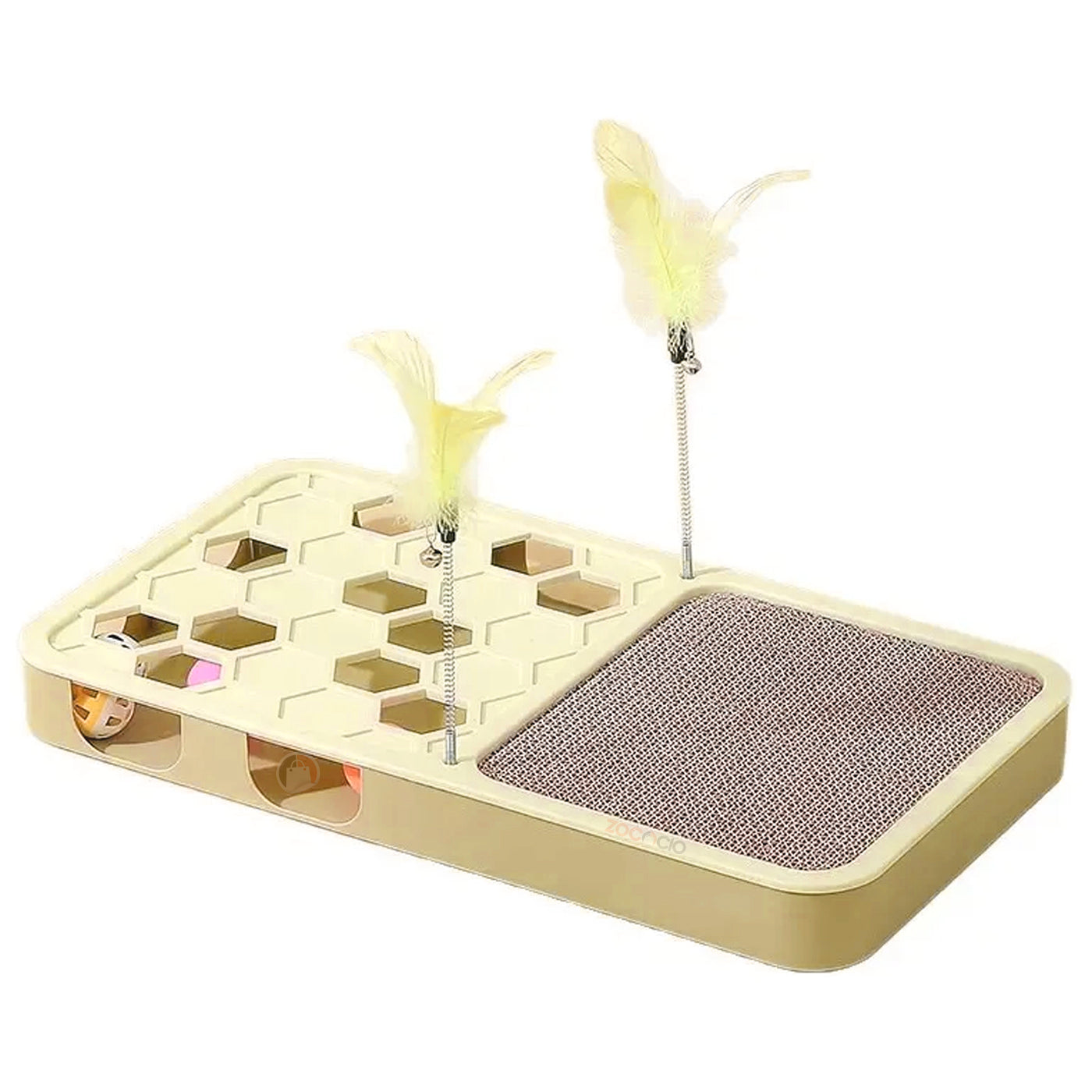 Rascador Interactivo Para Gatos Con Pluma Pelotas Agujeros