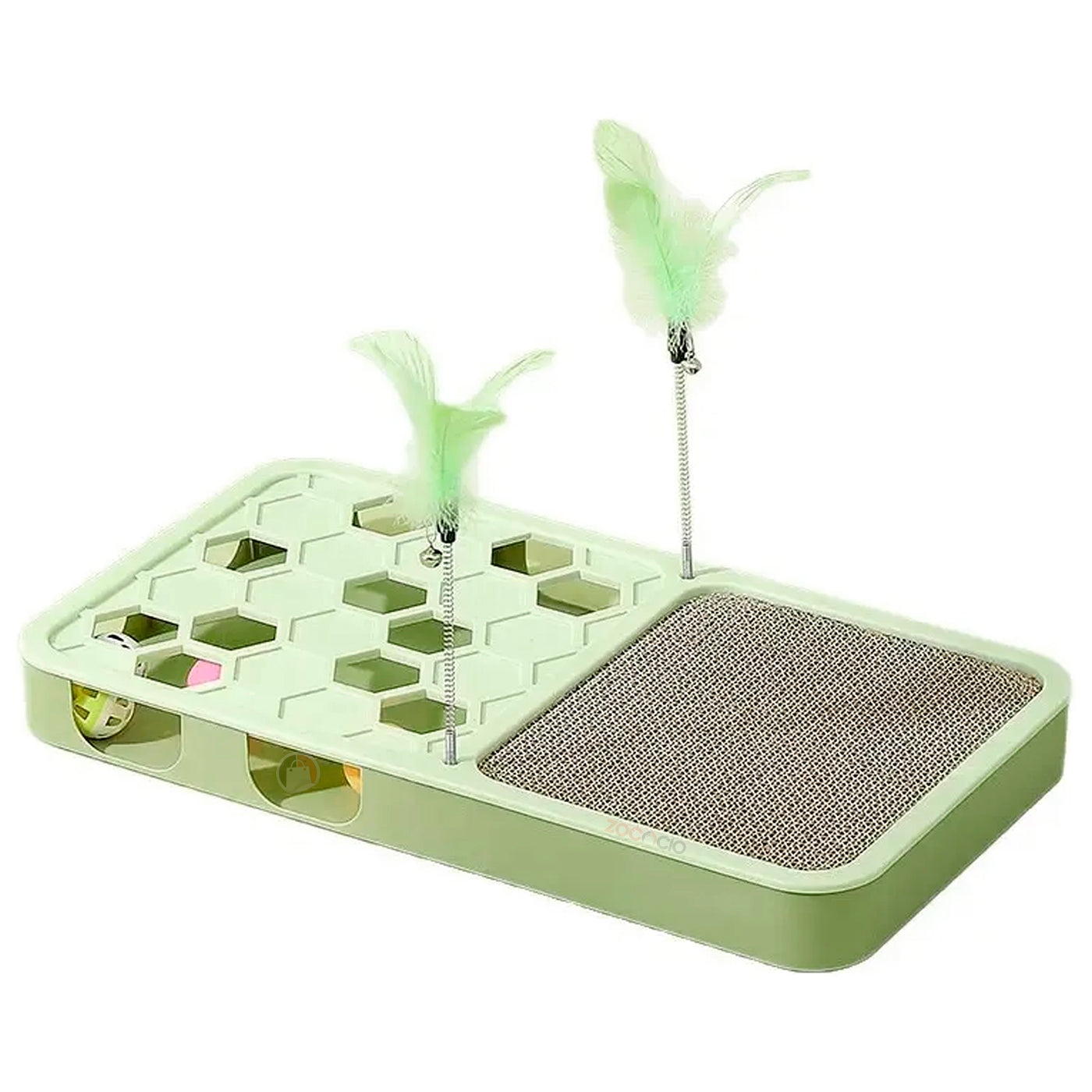 Rascador Interactivo Para Gatos Con Pluma Pelotas Agujeros