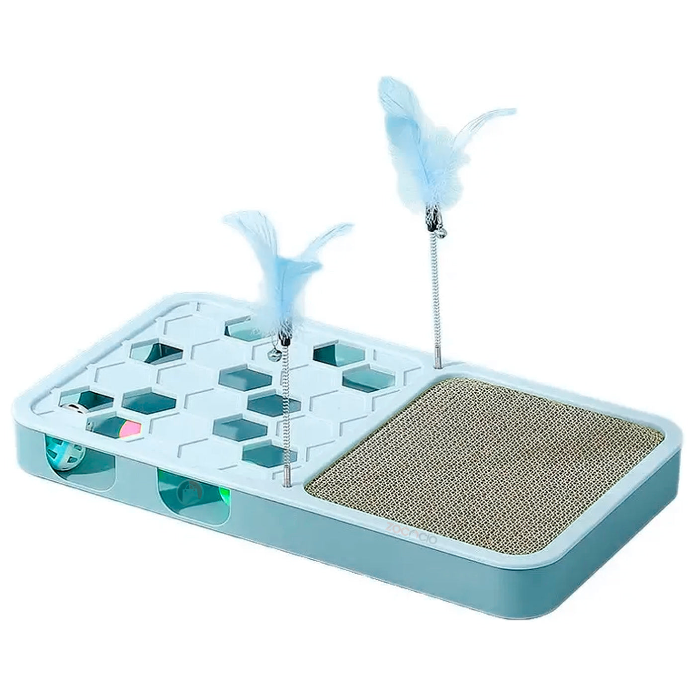 Rascador Interactivo Para Gatos Con Pluma Pelotas Agujeros