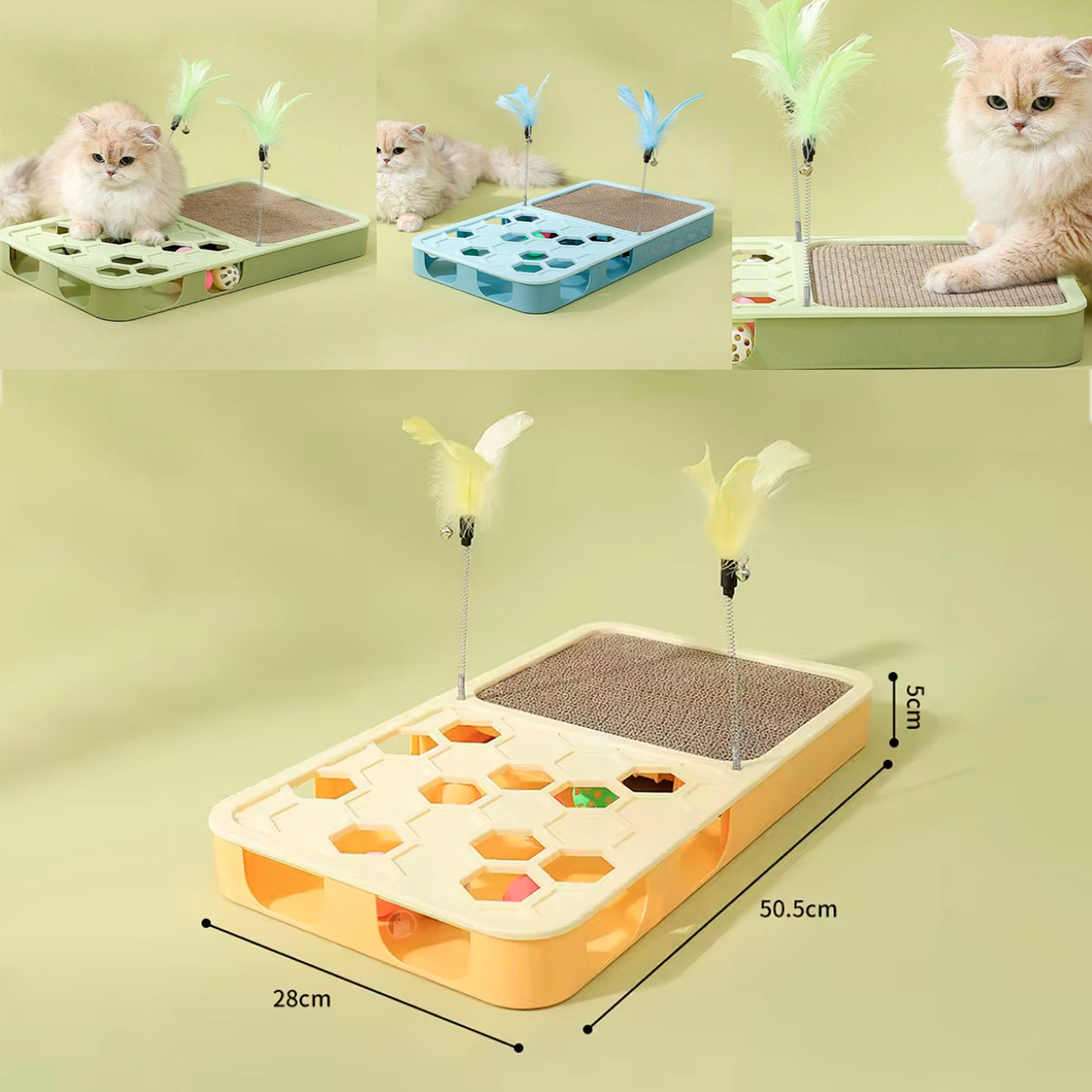 Rascador Interactivo Para Gatos Con Pluma Pelotas Agujeros