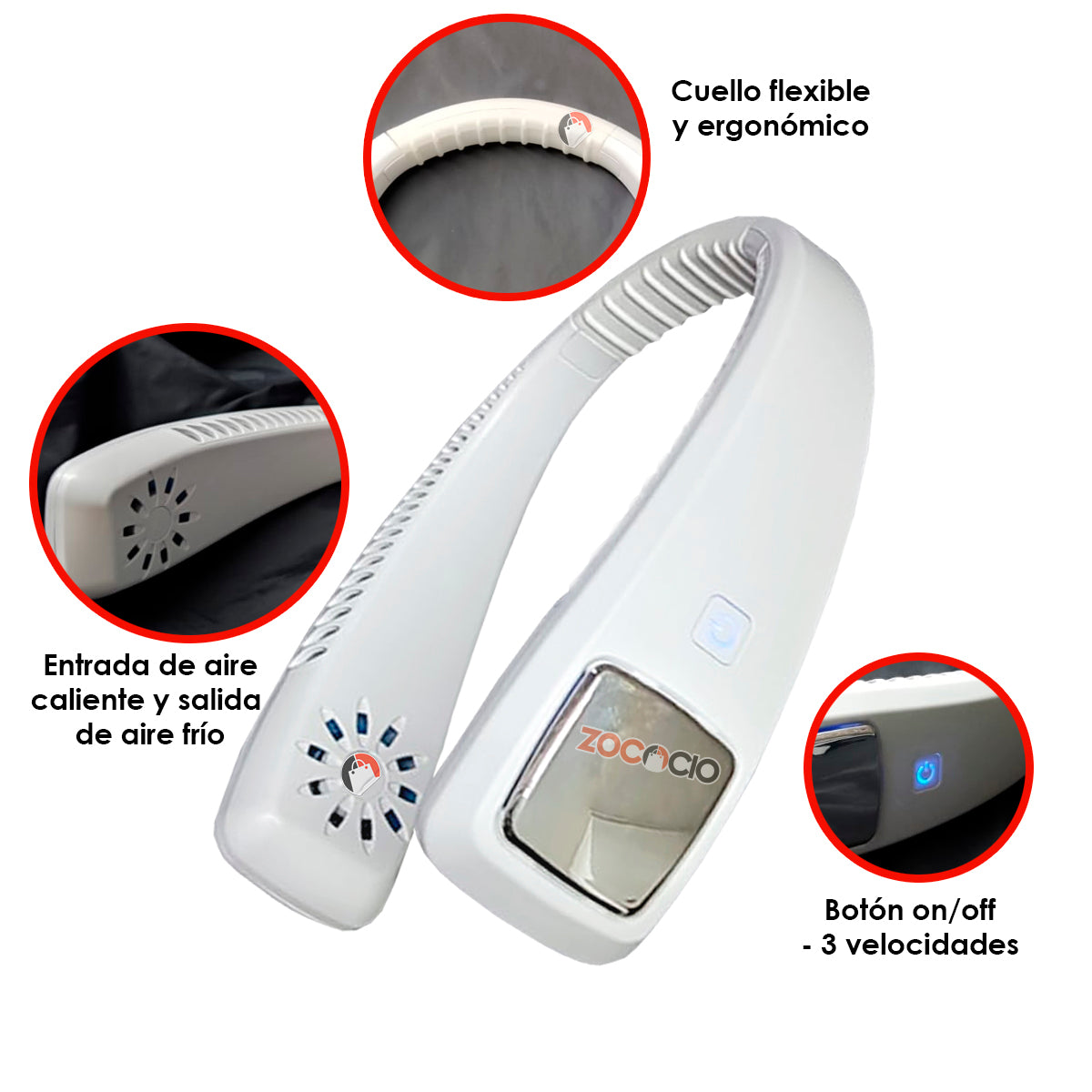 Ventilador De Cuello Portátil Aire Personal Manos Libres Usb